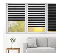 Blindecor Indus SIN HERRAMIENTAS | Estor Enrollable Sin Taladrar de Doble Capa | Color Negro 47 x 180 cm (ancho x largo) | Tamaño de la Tela 44 x 175 cm