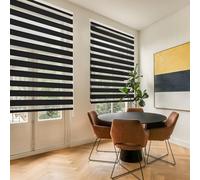 Blindecor Lira estor enrollable noche y día, color Negro, estor de 180 x 180 cm (ancho x alto). Tamaño de la tela 177 x 175 cm. Estores noche y dia elegantes