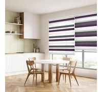 Blindecor Lira estor enrollable noche y día, tricolor marrón, violeta, blanco, 160 x 180 cm (ancho x alto). Tamaño de la Tela 157 x 175 cm. Estores noche y dia elegantes