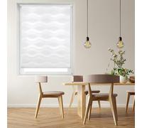 Blindecor Luna. Estor enrollable de doble capa ondulado, Noche y Día. Blanco, 140X150 cm (ancho x largo). Tamaño de la tela 137X145 cm (ancho x largo)
