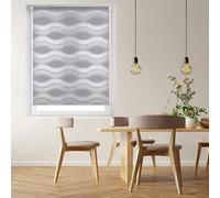 Blindecor Luna. Estor enrollable de doble capa ondulado, Noche y Día. Plata, 92X150 cm (ancho x largo). Tamaño de la tela 89X145 cm (ancho x largo)