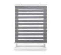 Blindecor Vela estor enrollable noche y día premium con galería | Gris plata, estor de 180 x 180 cm (ancho x alto) | Tamaño de la tela 177 x 175 cm | Estor noche y día elegante