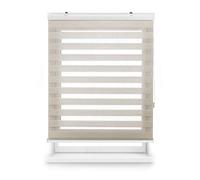 Blindecor Vela estor enrollable noche y día premium con galería | Lino, estor de 180 x 180 cm (ancho x alto) | Tamaño de la tela 177 x 175 cm | Estor noche y día elegante