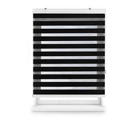 Blindecor Vela estor enrollable noche y día premium con galería | Negro, estor de 180 x 180 cm (ancho x alto) | Tamaño de la tela 177 x 175 cm | Estor noche y día elegante