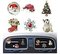 Bling - Ambientador de Navidad para coche, clips de ventilación para coche, diamantes de imitación brillantes, accesorios decorativos para el interior del coche (6 piezas)