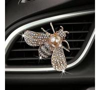 Bling Bee - Ambientadores de cristal para automóvil, difusor de diamantes de imitación, bonita decoración de coche para mujer (dorado)