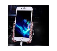 Bling Car Phone Holder Mini Car Dash Air Vent Automatic Phone Mount Universal 360Adjustable Crystal Auto Car Stand Car Accessories(Pink)