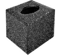 Bling Crystal Rhinestone Tissue Box Cover, Square Glitter Facial Napkin Dispenser for Bathroom Vanity Dresser(Diamond Tissue Box D)