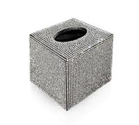 Bling Crystal Rhinestone Tissue Box Cover, Square Glitter Facial Napkin Dispenser for Bathroom Vanity Dresser(Diamond Tissue Box B)