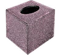 Bling Crystal Rhinestone Tissue Box Cover, Square Glitter Facial Napkin Dispenser for Bathroom Vanity Dresser(Diamond Tissue Box F)