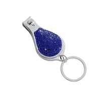 Bling Diamond - Cortaúñas multifuncional 3 en 1, abrebotellas, llavero, recortador de manicura, borde curvado, se adapta para uso femenino (azul oscuro)
