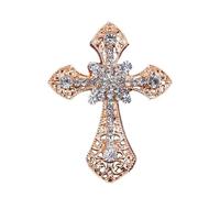 Bling Diamond Cross Car Air Vent Clip - Metal 7x5.5cm Universal Fit Fragrance Holder - Jesus Ornament For Dashboard AC Outlet - Aromatherapy Tablet Dispenser