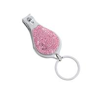 Bling Diamond Multifunción 3 en 1 cortaúñas abrebotellas llavero recortadora de manicura portátil borde curvo personalizar para uso de mujeres (rosa)
