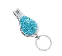 Bling Diamond Multifuncional 3 en 1 cortaúñas abrebotellas llavero recortadora de manicura portátil borde curvo personalizar para uso de mujeres (azul lago)