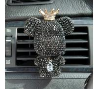 Bling - Difusor de aire para coche, diseño de oso de cristal brillante, con clip de ventilación, decoración interior de coche (negro)