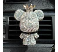 Bling - Difusor de aire para coche, diseño de oso de cristal brillante con clip de ventilación, decoración interior de coche con diamantes de imitación (plateado)