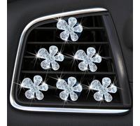 Bling Flower - Juego de 6 clips de ventilación para coche, difusor de ambientador de coche con diamantes de imitación, accesorios de decoración interior para mujer