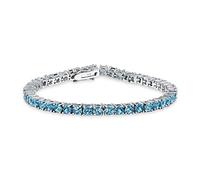 Bling Jewelry 12 Ctw Puntas Cesta Conjunto Solitario Redondo Circonio Cúbico Londres Azul Topacio Azul Simulado Aaa Cz Pulsera De Tenis Para Las Mujeres Prom Novia Plateado