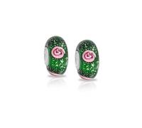 Bling Jewelry Abalorio de flores de hibisco, color rojo, negro, verde, rosa, compatible con pulsera europea, mujer, adolescente, cristal de Murano, núcleo de plata de ley 925, 14, Vidrio, No es una