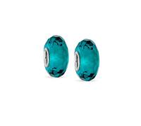 Bling Jewelry Abalorio translúcido de cristal facetado de Murano de color sólido para mujeres y adolescentes, núcleo de plata de ley 925, más colores, talla única, Vidrio, Sin piedra preciosa