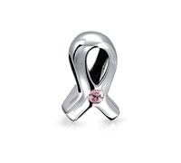 Bling Jewelry Abalorios De Plata De Ley .925 Con Esmalte Cz Para Supervivientes De Cáncer De Mama - Pulsera Europea - Regalo Original Para Mujer