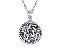 Bling Jewelry Acuario Signo Del Zodiaco Astrología Horóscopo Ronda Medallón Colgante Para Hombres Mujeres Collar Antiqued Plata De Ley