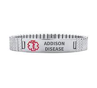 Bling Jewelry Addison Enfermedad De Identificación De Alerta Médico Id Estiramiento Enlace Pulsera Para Mujeres Adolescentes Unisex 8.5 En Acero Inoxidable Grabado Personalizado