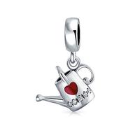 Bling Jewelry Amor Corazón Rojo Plantas Jardinero Regadera Colgante Abalorios Dije Para Mujer Para Adolescente Esmalte .925 Plata Esterlina Se Adapta A Pulsera Europea