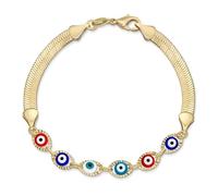 Bling Jewelry Amuleto Para Protección Y Buena Suerte Pulsera De Ojo Malvado Multicolor Arcoíris Para Mujeres Adolescentes Cadena De Serpiente De Espiga Chapada En Oro Amarillo
