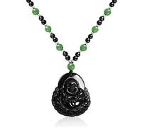Bling Jewelry Amuleto Yogi Mala Verde Negro Cuentas Talladas Largo Grande Boho Moda Declaración Collar Colgante Espiritual Tailandés Buda Para Mujeres Para Hombres