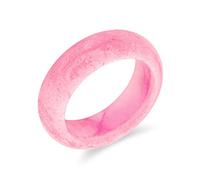 Bling Jewelry Anillo de banda apilable de jade rosa teñido, simple y sólido, con gema de eternidad para mujeres y adolescentes, piedra de nacimiento de agosto.