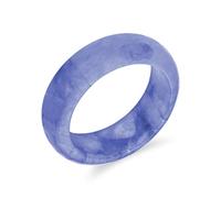 Bling Jewelry Anillo de banda apilable de jade teñido violeta lavanda púrpura, simple sólido, con piedras preciosas eternas, para mujeres, para adolescentes, piedra de nacimiento de agosto.