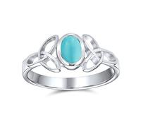 Bling Jewelry Anillo De Banda Delgada De Nudo De Infinito Trinitario De Amor De Trinidad Turquesa Azul Celta Delicada Estabilizada Para Mujeres Adolescentes .925 Plata Esterlina