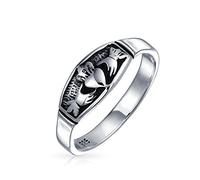 Bling Jewelry Anillo de boda de promesa de amistad celta irlandesa BFF para parejas para hombres y mujeres oxidado en plata de ley .925