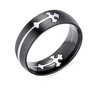 Bling Jewelry Anillo De Boda De Rompecabezas De Cruz Maltés Religioso Unisex Para Parejas De Hombres Y Mujeres En Acero Inoxidable Negro