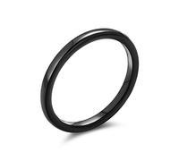 Bling Jewelry Anillo de boda de titanio negro minimalista apilable delgado simple para parejas para hombres y mujeres ajuste cómodo 2MM