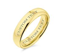 Bling Jewelry Anillo de Boda de Titanio para Parejas con Cúpula Simple Personalizada Pulido para Hombres y Mujeres Ajuste Cómodo 5MM Grabado Personalizado