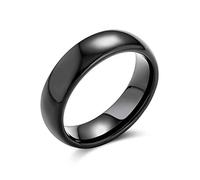 Bling Jewelry Anillo de Boda de Titanio para Parejas, Cúpula Simple y Llana, Negro, para Hombres y Mujeres, Ajuste Cómodo, 6MM