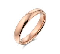 Bling Jewelry Anillo de boda de titanio para parejas, simple y delgado, con cúpula, chapado en oro rosa pulido, para hombres y mujeres, ajuste cómodo de 4MM.