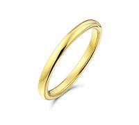Bling Jewelry Anillo de boda de titanio simple minimalista delgado apilable cúpula para parejas, chapado en oro de 14K pulido para hombres y mujeres de 2MM