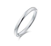 Bling Jewelry Anillo de boda de titanio simple minimalista delgado apilable para parejas, para hombres y mujeres, tono plateado pulido de 2MM