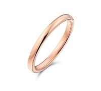 Bling Jewelry Anillo de boda minimalista de cúpula delgada para parejas, banda de titanio, chapado en oro rosa pulido, para hombres y mujeres, ajuste cómodo de 2MM