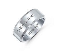Bling Jewelry Anillo De Boda Personalizado De Titanio Para Hombre Para Mujer Borde Biselado Ajuste Confort 8Mm Grabado A Medida
