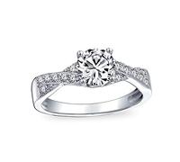 Bling Jewelry Anillo de Compromiso Infinito Personalizado con Circonita Cúbica AAA Pavé CZ en Forma de Giro y Cruzado para Mujer de Plata de Ley .925 Personalizable