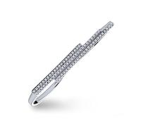 Bling Jewelry Anillo de dos dedos con barra lateral doble pavé de circonita cúbica bohemia geométrica de moda para adolescentes y mujeres en plata de ley .925
