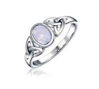 Anillo De Infinito De Piedra Lunar Arcoíris Triquetra De Nudo De Amor De La Trinidad Celta Para Mujeres Adolescentes Banda De 1MM .925 Plata Esterlina Piedra De Nacimiento De Junio