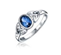 Bling Jewelry Anillo De Infinito De Trinidad Celta De Nudo De Amor Triquetra De Zafiro Azul Simulado Para Mujeres Adolescentes Banda De 1MM .925 Plata Esterlina Piedra De Nacimiento De Septiembre