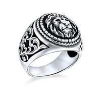 Bling Jewelry Anillo De León Estilo Vintage Con Declaración Personalizada Para Hombres En Plata De Ley .925 Sólida Oxidada Hecho A Mano En Turquía