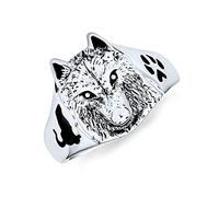 Bling Jewelry Anillo De Lobo Feroz Con Huella De Animal Cazador De Declaraciones Grandes Y Personalizadas Estilo Nórdico Vikingo Para Hombres En Plata De Ley Oxidada .925