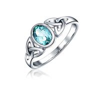 Bling Jewelry Anillo De Nudo Trinitario De Topacio Azul Celta Para Mujer Adolescente Anillo De Banda Delgada .925 Plata Esterlina Piedra De Nacimiento De Diciembre Grabado Personalizado